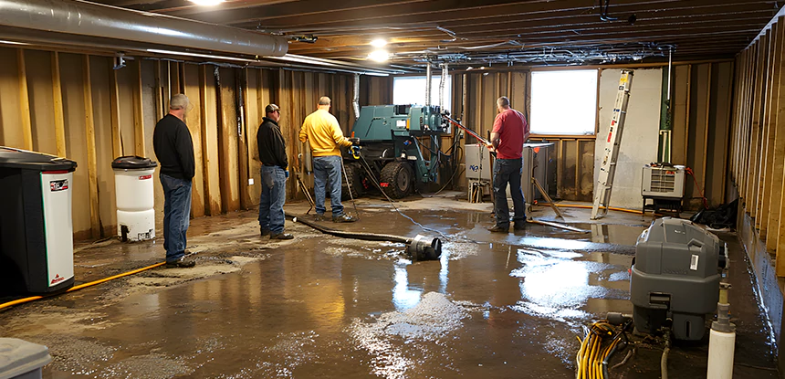Cleaning Sewage From Basement Floor in Sautee Nacoochee